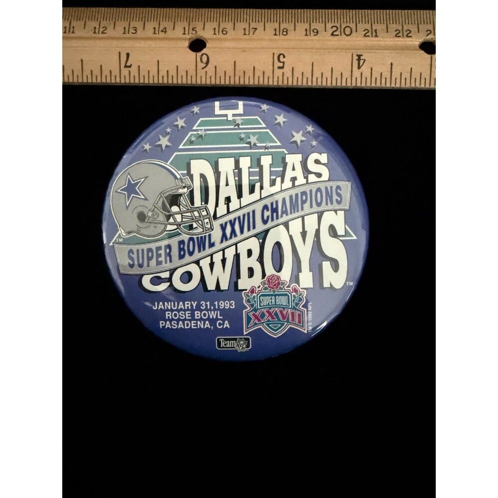 vtg 1993 dallas cowboys super bowl XXVII champions pinback button